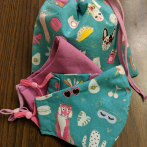 Teal and Pink Tiger *Special* Two masks and a bag
